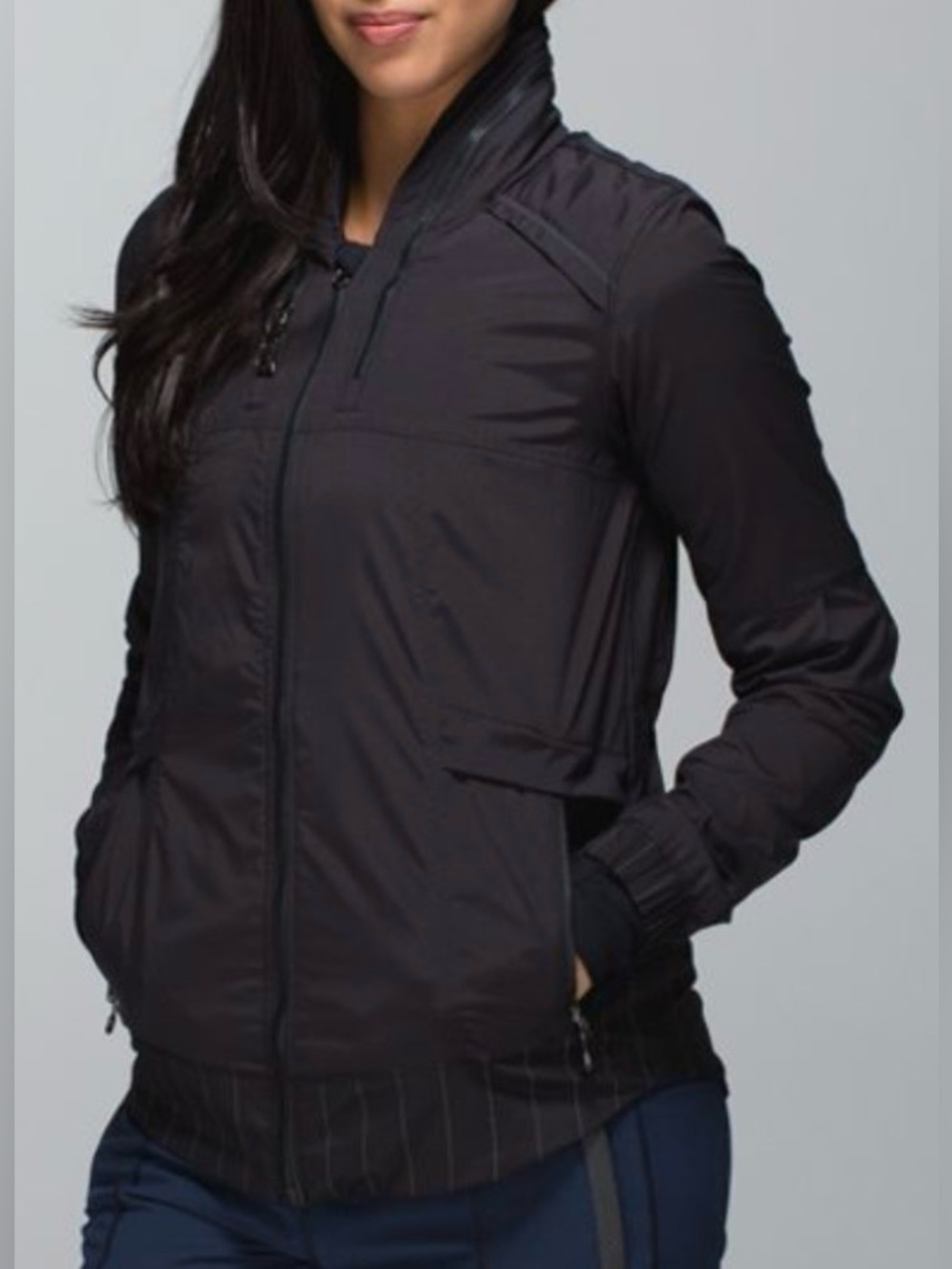 Lululemon Spring Forward Jacket Black Sea Stripe Reflective Run lightweight 8
